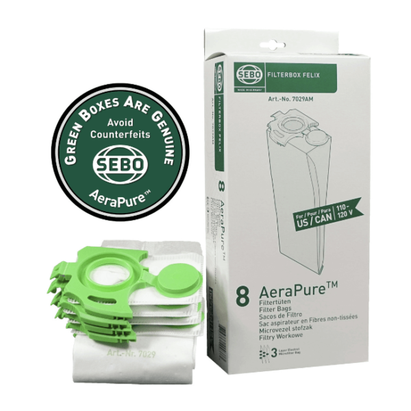 SEBO Felix/Dart 7029AM/7029ER Filter Bags 8-Pack
