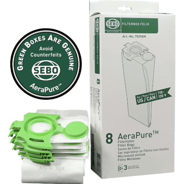 SEBO Felix/Dart 7029AM/7029ER Filter Bags 8-Pack