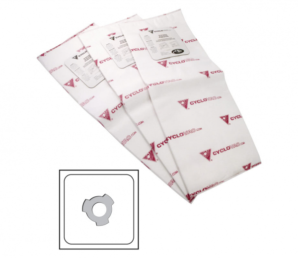 Cyclovac TDSAC93C heavy-duty electrostatic central vacuum bag, 20-litre three-notch bag, set of three