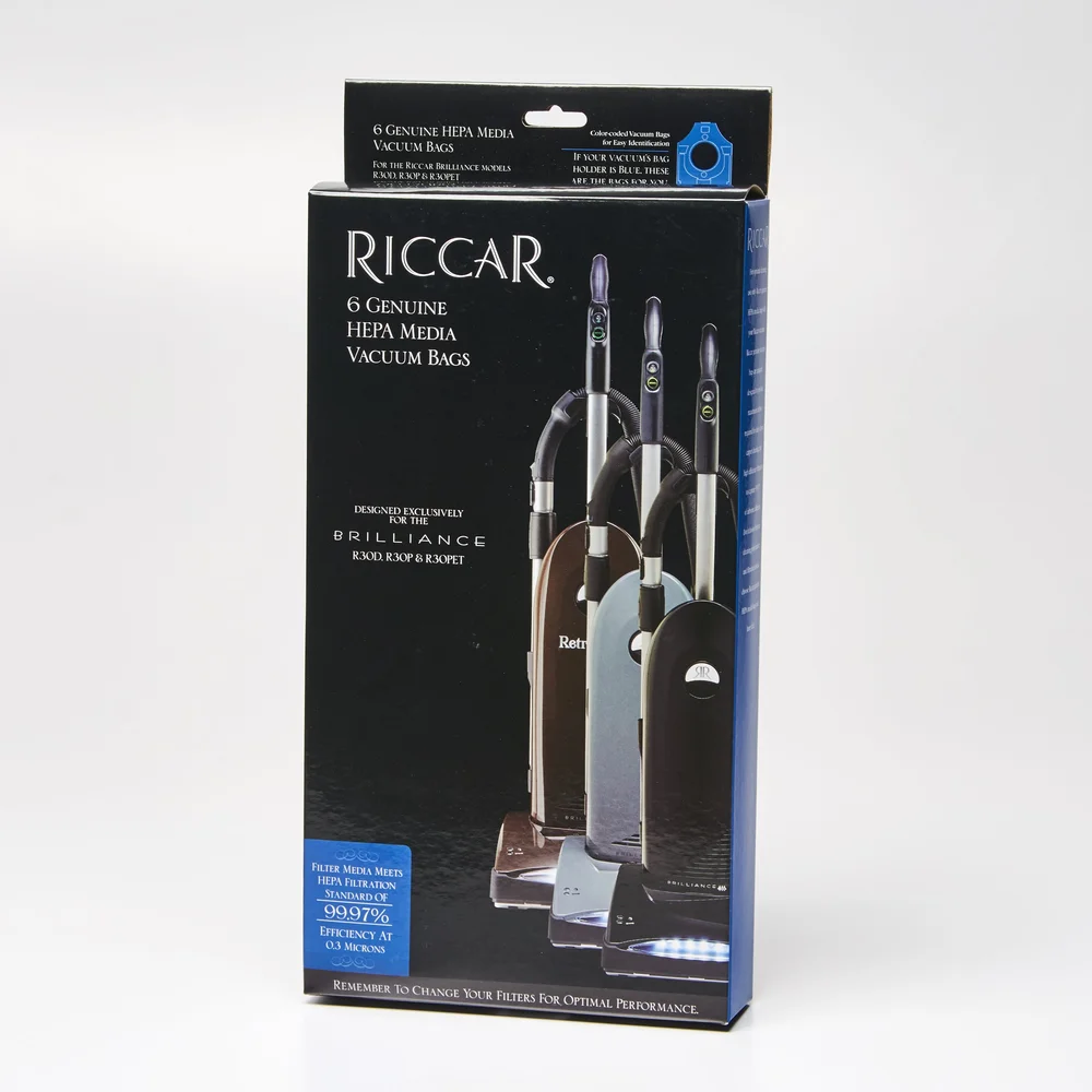 Riccar RNH-6 Type N HEPA media vacuum bags, six-pack for R30 series