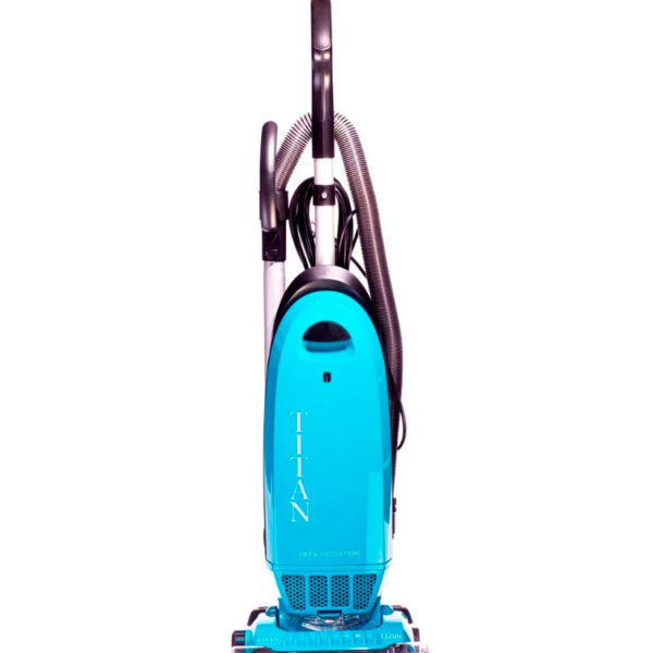 Titan T3200 blue HEPA upright vacuum with onboard hose and tools