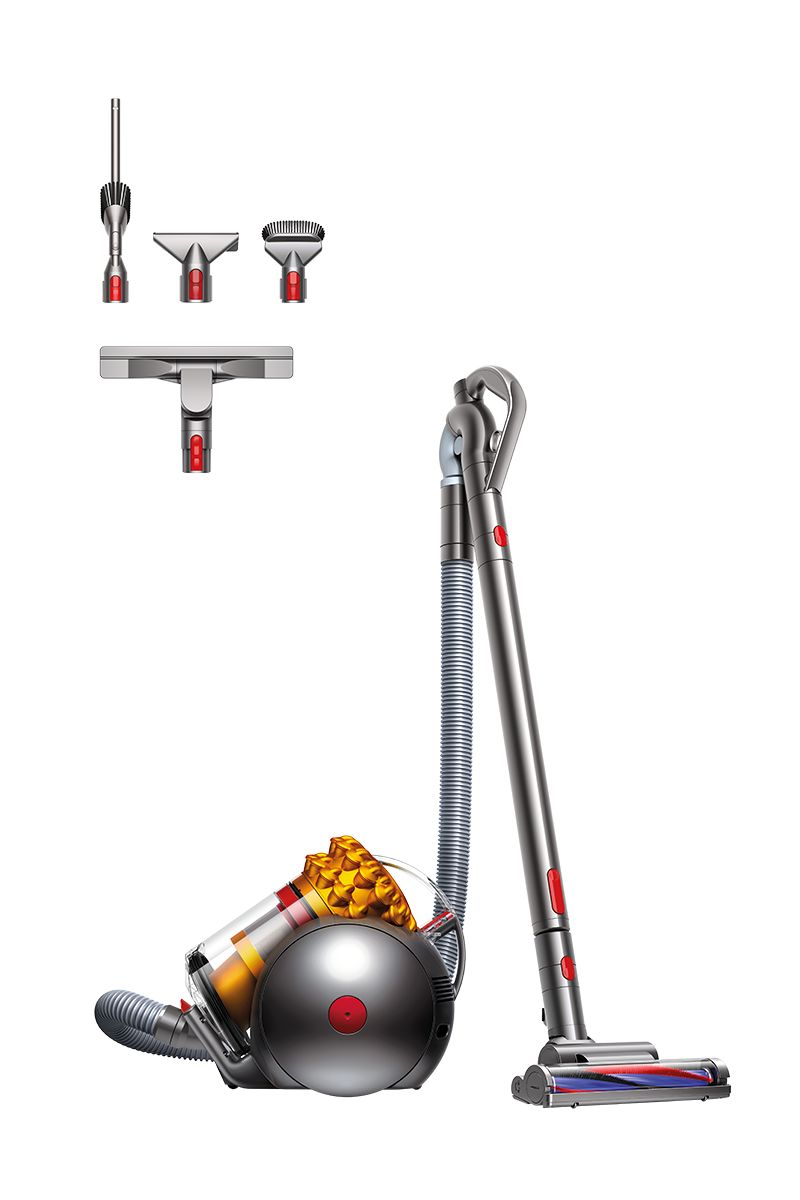 Dyson Big Ball Turbinehead yellow canister vacuum with hose, wand, turbine head and tools